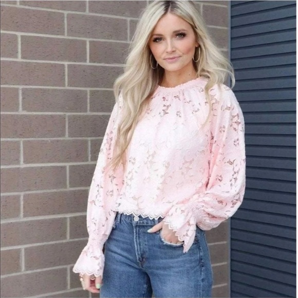 Free People Tops - NWT Free People blush pink Olivia Lace Top